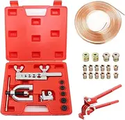 CISSIYOG Double and Simple Flaring Tool for Brake Line Set, 7.6 m Brake Line Diameter 4.75 mm Steel in Set (16 Screws + 4 Connectors), Bending Pliers, Brake Line Kit