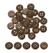 100Pcs Wooden Buttons 10mm 4 Hole Round Wood Sewing Button Craft, Coffee