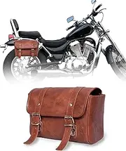 Genuine Leather Large Capacity Saddle Bag for Motorcycle Side Pouch Accessories Storage Panniers Motorbike Universal Handmade Saddlebags for Bike Commuters Handlebar Bicycle Brown Leather Tool Bag