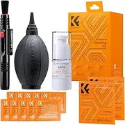 K&F Concept Camera Lens Cleaning Kit - 15ml Sensor Cleaner, Lens Pen Brush, Air Blower, Microfiber Cleaning Cloths & Lens Wipes for DSLR & Mirrorless Cameras and Sensitive Electronics
