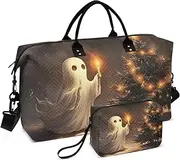[ZRYSMY] Duffel Bag for Traveling, Christmas Tree Spirit Candle Travel Bag Gym Bag, with Multiple Interior Pockets Shoulder Weekender Bag for Women Men with Toiletry Bag 20.5L x 1.9W x 13.8H
