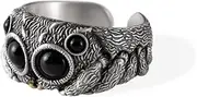 [COPPERTIST.WU] Jumping Spider Ring for Women Men, Black Agate 925 Sterling Silver/18K Gold Vermeil Animal Open Rings Fashion Statement Ring Personalized Spiders Jewelry Gifts