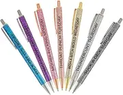 Funny Pen, Fun Ballpoint Pen with Funny Quotes Sparkly Colored Body Funny Pen Set 14cm Length Describing Mentality Funny Ball Pen Retractable Press Funny Pen (7pcs)