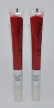 LOT OF 2 BATH & BODY WORKS FEARLESS RUBY LIP GLOSS GLOSSIES SHINE BALM TUBE RED