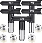 Pomelotree Spray Tips 5PCS - Airless Spray Tip - Tungsten Steel - Black - 109, 213, 315, 413, 621 - Handheld - Painting - 5E+3 PSI