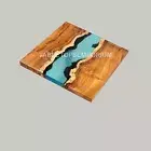 Poplar Acacia Wood Epoxy Resin River Table Tree Epoxy Resin Blue Table Top Decor