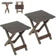 Small Patio Table, Outdoor Folding Side Table, Portable Square - Walnut - Set 2