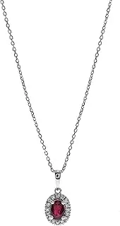[Gin & Grace] Gin and Grace 10K White Gold Mozambique Genuine Ruby Pendant with Diamonds for women | Ethically, authentically & organically sourced (Oval) shaped Ruby hand-crafted jewelry for her | Ruby Necklace for women