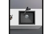 ACA 533x457mm Single Bowl German Engineered Granite Stone Quartz Kitchen Laundry Sink Top/Flush/Under Mount Black