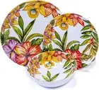 Prepara 12 Piece Melamine Dinnerware Set, Pansies, Floral, Glossy