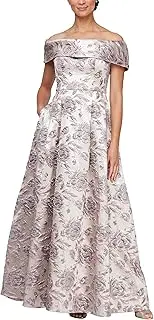 Alex Evenings Women's Formal Long Ballgown Mother of The Bride Dress with Pockets