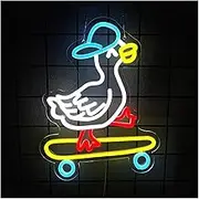 Sign Lamp Skateboard Duck Neon Sign,LED Light USB Powered For Wall Decor Bedroom Kids Room Pet Themed Spaces 35cmх27cm