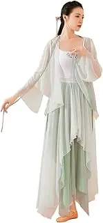 [Angcoco] Women's Chinese Traditional Retro Elegant Chiffon Top + Pants for Dance