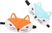 CANIGHT 2Pcs Adorable Sleeping Eye Mask Lightproof Cute Fox Design Comfortable Material for Travel and Napping for Family and Friends