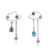 2PCS Silver plating Two Colors Cloud Shape Earrings for Women Girls Jewelry Cute Gift Simple Fashion