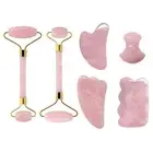 Rose Quartz Face Jade Roller Massagers Guasha Set Gua Sha Tools Natural Stone