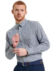 [Ben Sherman] Mono Floral Print Long Sleeve Shirt in Ivory