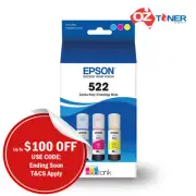 Genuine EPSON T522-C/M/Y Color Ink Bottle Set for ET1810/ET2810/ET2820/ET4800