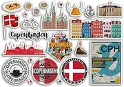 A5 Sticker Sheet Copenhagen Landmarks Vinyl Stickers - Denmark Danish Airport Stamps Skyline Flag Travel Holiday Scrapbooking City Luggage #79114