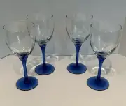 Libbey Domaine Cobalt Blue Tulip Stem Wine Glasses 12 Oz. Set of 4 - NWT!