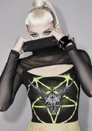 [Widow] On The Edge Graphic Mesh Crop Top