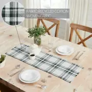 New Farmhouse Christmas WHITE GREEN PLAID TABLE RUNNER Doily Topper 48"