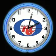 19" RC Royal Crown Cola Sign Blue Double Neon Clock Man Cave Bar Garage