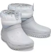 Crocs Women Boots Classic Lined Neo Puff Grey Slip On Clogs Shoes Size 6