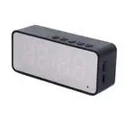 Mini Mirror Speaker Home Card Alarm Clock Black