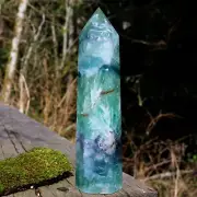 FLUORITE CRYSTAL POINT TOWER NATURAL CHAKRA HEALING GEMSTONE REIKISTONE QUARTZ