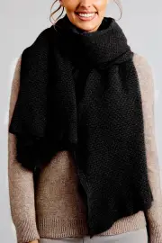 Merinosnug Mansfield Wool Alpaca Knitted Wrap, Light Charcoal
