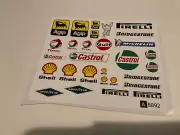 Scalextric /Slotcar Pre-Cut Decal Set A8892 AGIP, Shell, Castrol Gulf oil set.