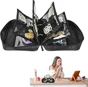 [Generic] Travel Jewelry Box,Jewelry Pouch Bag - Organizer Portable Zippered Binder for Bracelets Rings Earrings Girls Necklaces Brooches Women