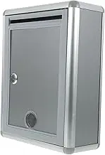 WEKAMOS 1Pc Aluminum Alloy Wall Mounted Suggestion Box with Lock Secure Letter Storage Container for Indoor Outdoor Use Silver Grey Design for Collecting Feedback