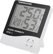 Luxshiny 1Pc Thermometer Clock with LCD Display Multifunctional Alarm and Hygrometer for Home Office and Hotel Use Compact and Lightweight No Battery Required