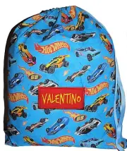 Kids Book / Library Bag | Toy Bag | Tote | SML | Hot wheels blue | 1st Name FREE