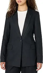 [The Drop] Women’s Blake Long Blazer, Black Linen, XXS