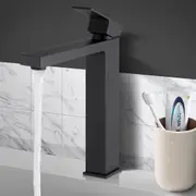 ACA Square Black Bathroom Taps Tall Basin Mixer Tap Tapware Faucet Sink WELS