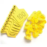 1-100 Cattle Number Ear Tags 7.5x10cm Set - XL Yellow Cow Sheep Livestock Labels