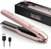 Portable Straightener Wireless Max 220°C Mini Travel Straightener Wireless Rechargeable Hair Straightener and Curler 2 in 1 with Argan Oil, 4500 mAh Battery, 50 Seconds Fast Heating