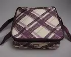 NEW Thirty One Square Insulated Casserole Tote Purple Plum Plaid Potluck Tote