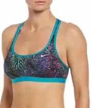 NWT$52 NIKE WOMEN'S NEON LEAF MESH RACERBACK BIKINI TOP AQUAMARINE NESSB233-345