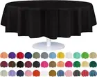 Black Plastic Table Cloth Disposable (6 Pk) 84In round Tablecloth Premium Party