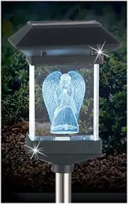 14" Solar Led Memorial 3d Crystal Light - Guardian Angel
