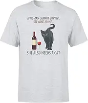 [VidiAmazing] Cat A Woman Cannot Survive On Wine Alone She Also Needs T-Shirt