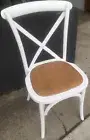 STACKABLE FRENCH PROVINCIAL CROSSBACK DINING CHAIR WHITE BIRCH/RATTAN