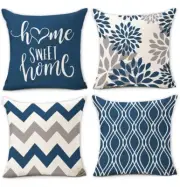 Hexagram Light Blue Geometric Pillow Covers 18x18 Set of 4,Decorative Couch