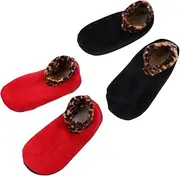 [OATIPHO] Leopard Floor Socks Fuzzy Slides for Women House Slippers Women Casual Socks Sneaker Slippers Home Stockings Socks Hosiery Leopard Slides Leopard Print Socks Flannel