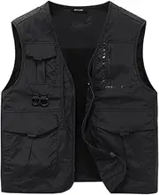 [QtthZZr] Men's Multi-Pocket Vest Sleeveless Casual Photography Fishing Gilet Spring Summer Breathable Jacket Practical Vest