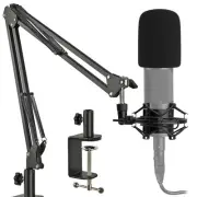AT2020 Mic Stand Shock Mount Pop Filter Suspension Scissor Boom Arm Upgraded Hea